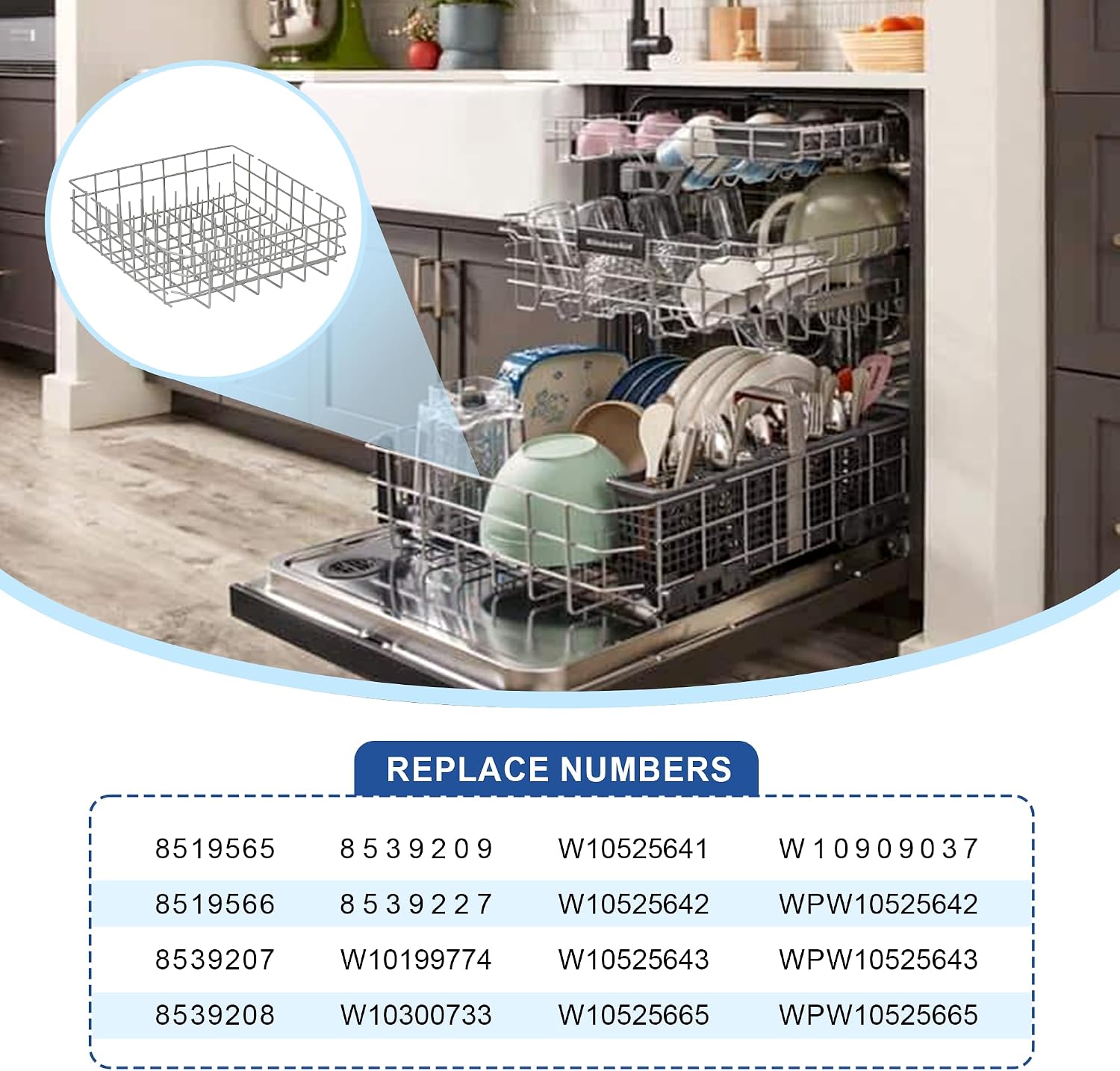 W11527890 Dishwasher Lower Dishrack Compatible with Whirlpool Maytag, Replacement W11778050, W11778050, WPW10525642, W10199774, W10525641, W10525642, W10525643, W11773654, WPW10525643