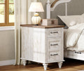 WAMPAT End Table with Charging Station, Antique White Side Table with Storage Cabinet & Drawer, Wooden Nightstand with Power Outlets & Type-C USB Ports for Bedroom, Dorm