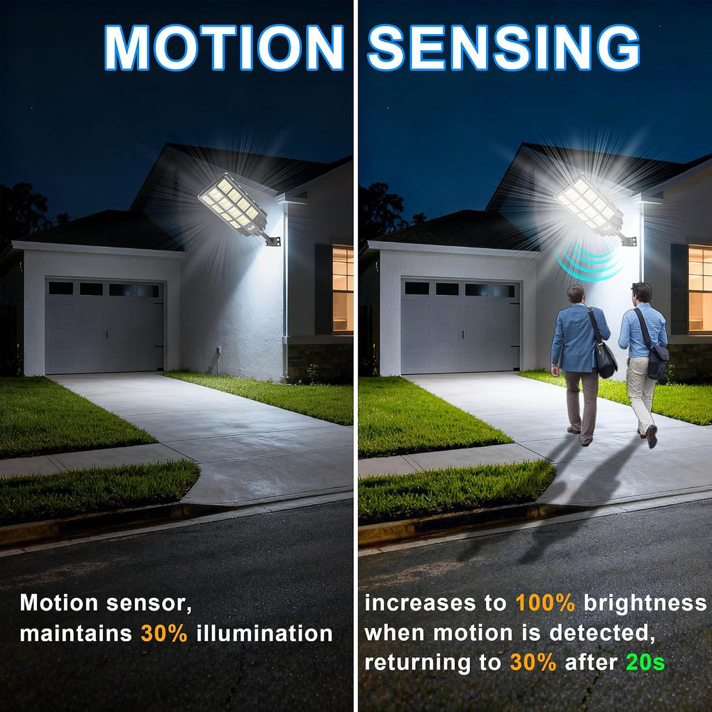 Solar Street Light Outdoor Waterproof Commercial Parking Lot Lights Motion Sensor 10000W LED Floodlight Dusk to Dawn, Outside Solar Lights for Yard Garden Pathway Patio