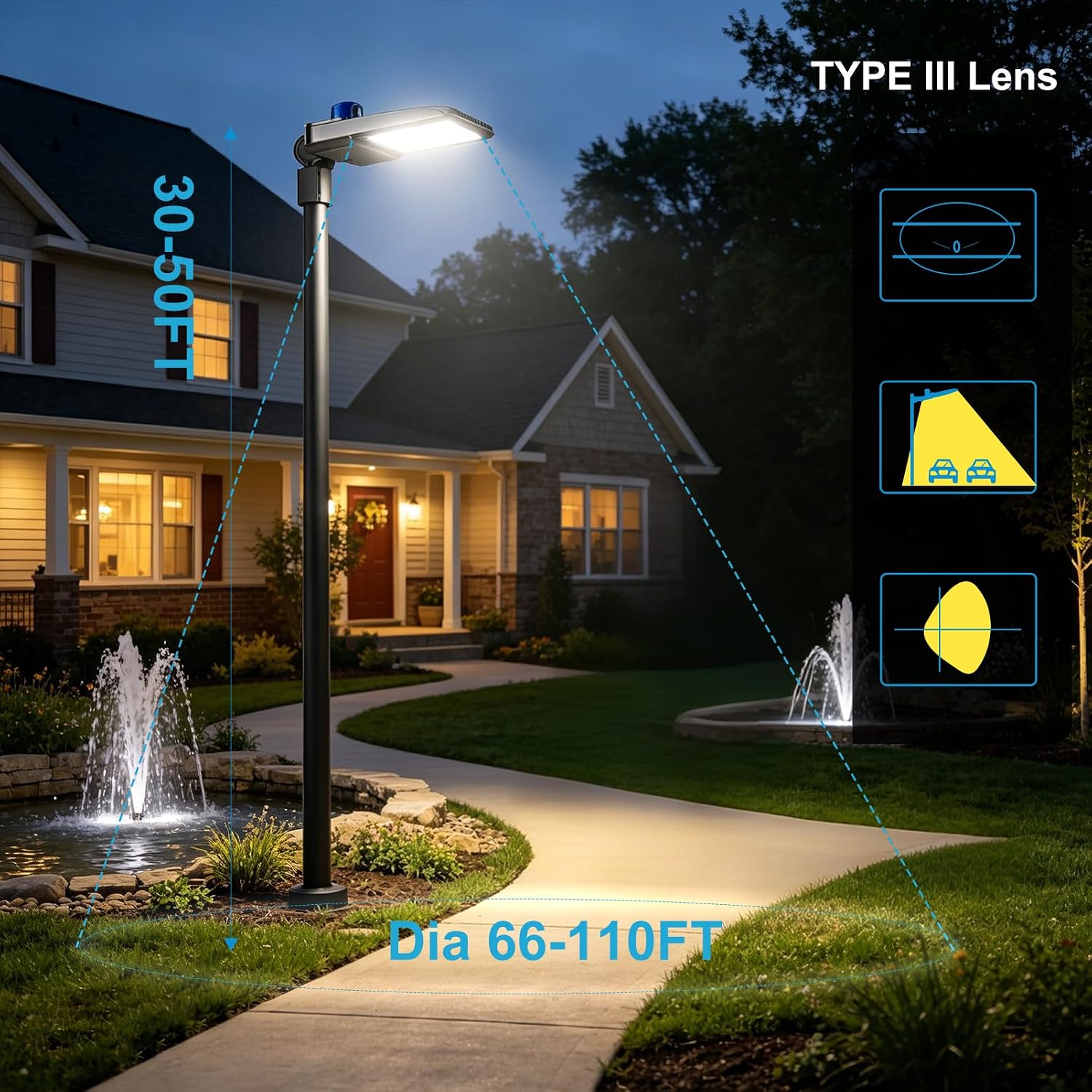Lightdot 2Pack 320W LED Parking Lot Light 80000lm 5000K LED Pole Lights Outdoor with Slipfitter Mount, Dusk to Dawn Outdoor Parking Lot Lighting For Yard/Roadways (Coverage: 66~88Ft at Height:30~50Ft)