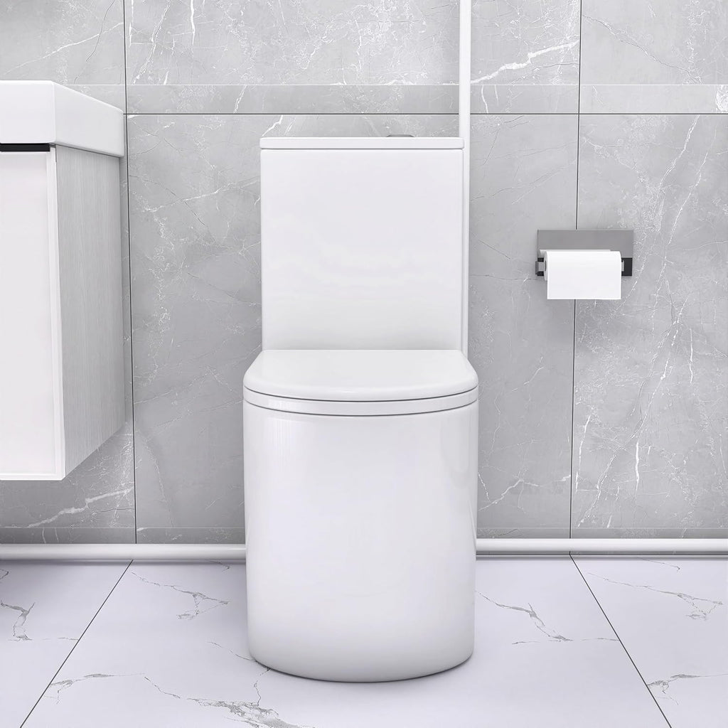 One Piece Top Dual Flush Macerating Toilet W/450Watt Macerator Slient Pump for Basement, 4 Water Inlets Suitable for Bathroom Kitchen Basement,Powerful Flushing Capability Total 2 Items.