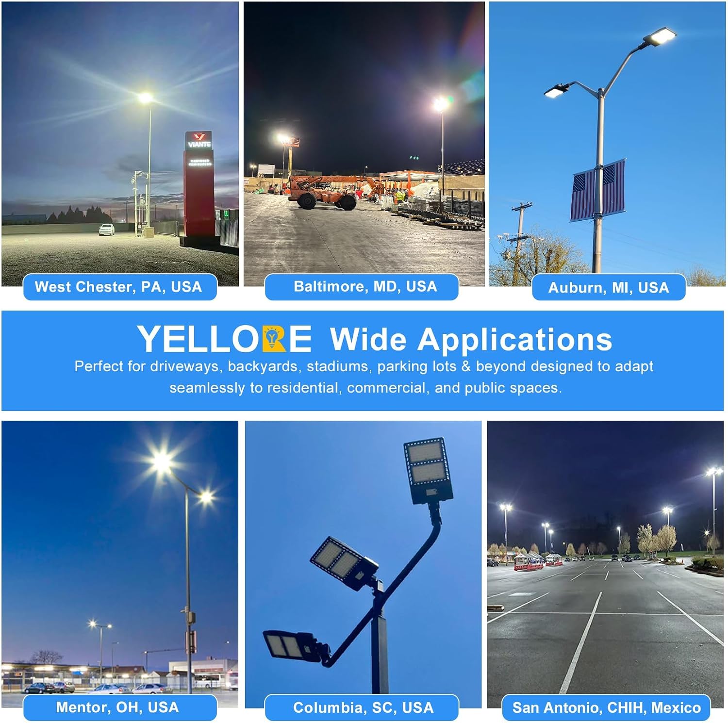 2 Pack 320W LED Parking Lot Light UL Listed 48000LM 5000K 320W 256W 192W Adjustable LED Shoebox Pole Light 150 LM/W Slip Fitter IP65 Commercial Outdoor Street Area Light AC100-277V