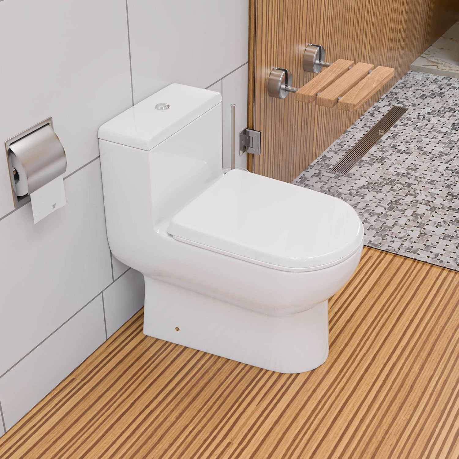 EAGO TB351 Dual Flush Eco-Friendly Ceramic Toilet, White, 1-Piece
