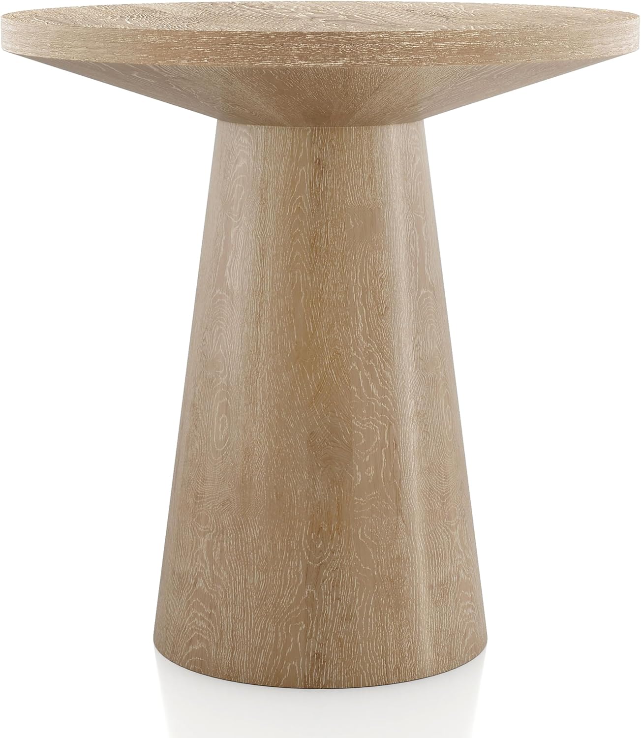 Furniture of America Crambel Modern Solid Wood 2-Piece Brown 29-inch Round End Table Set with Cone-Shaped Pedestal Base for Small Space, Living Room, Home Office, Oak