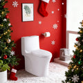 Dual Flush One Toilet, Water Saving Elongated Comfort Height Floor Mounted, Soft Closing Seat, 1000 Gram Map Flushing SToilet, Glossy White GF 24T02 GW