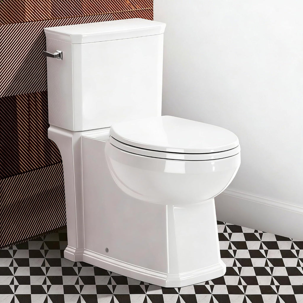 17' Comfort Height Toilet with Soft close seat, Skirted Toilets for Bathroom, Nano Self-Cleaning Glaze, 1.27 GPF Powerful Single Flush, Easy to Clean & Install, ADA Height, 12' Rough-In