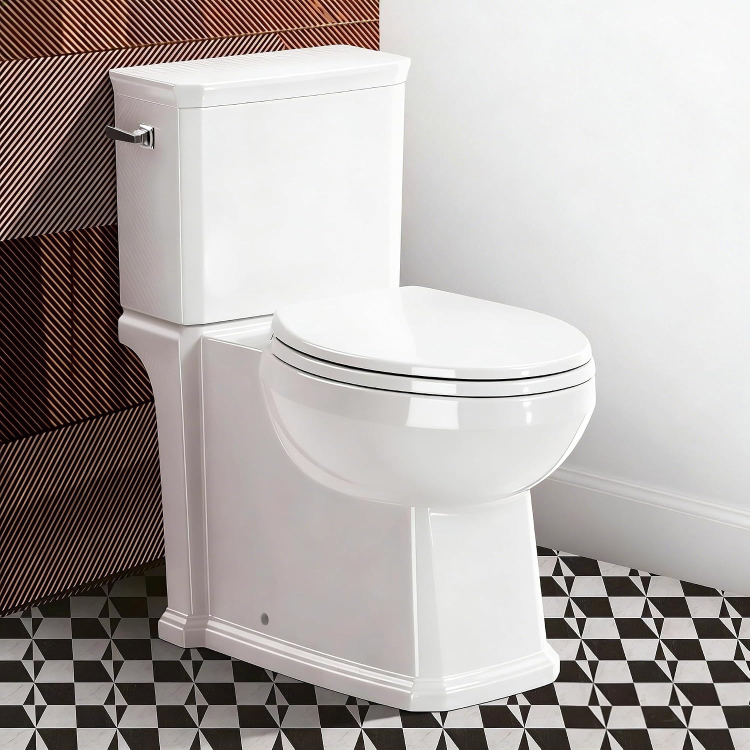 17' Comfort Height Toilet with Soft close seat, Skirted Toilets for Bathroom, Nano Self-Cleaning Glaze, 1.27 GPF Powerful Single Flush, Easy to Clean & Install, ADA Height, 12' Rough-In