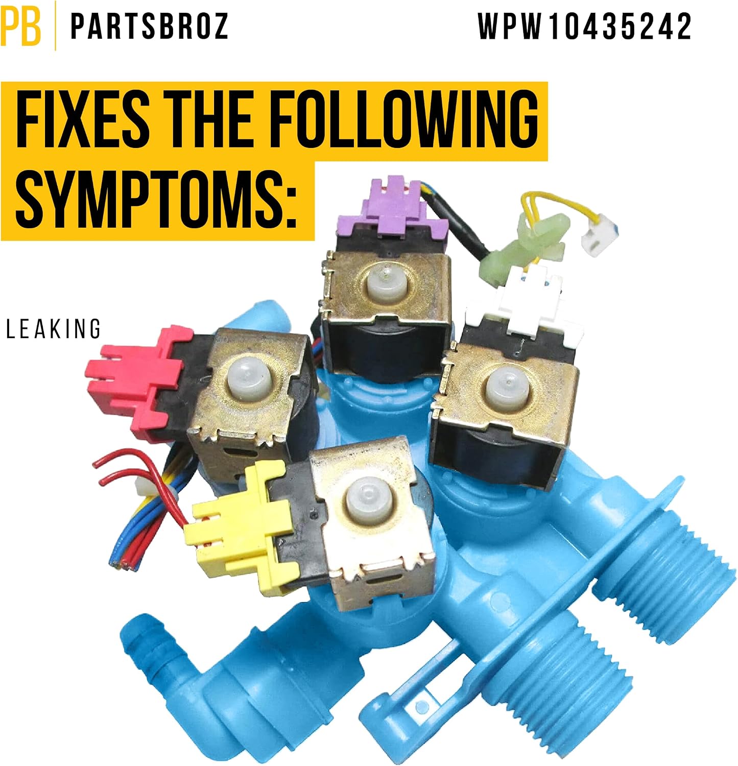 PartsBroz WPW10435242 Water Inlet Valve Assembly - Compatible With Whirlpool Maytag Washer - Replaces AP6021375 W10435242 2311853 PS11754698 W10435236 Ultra Durable Replacement