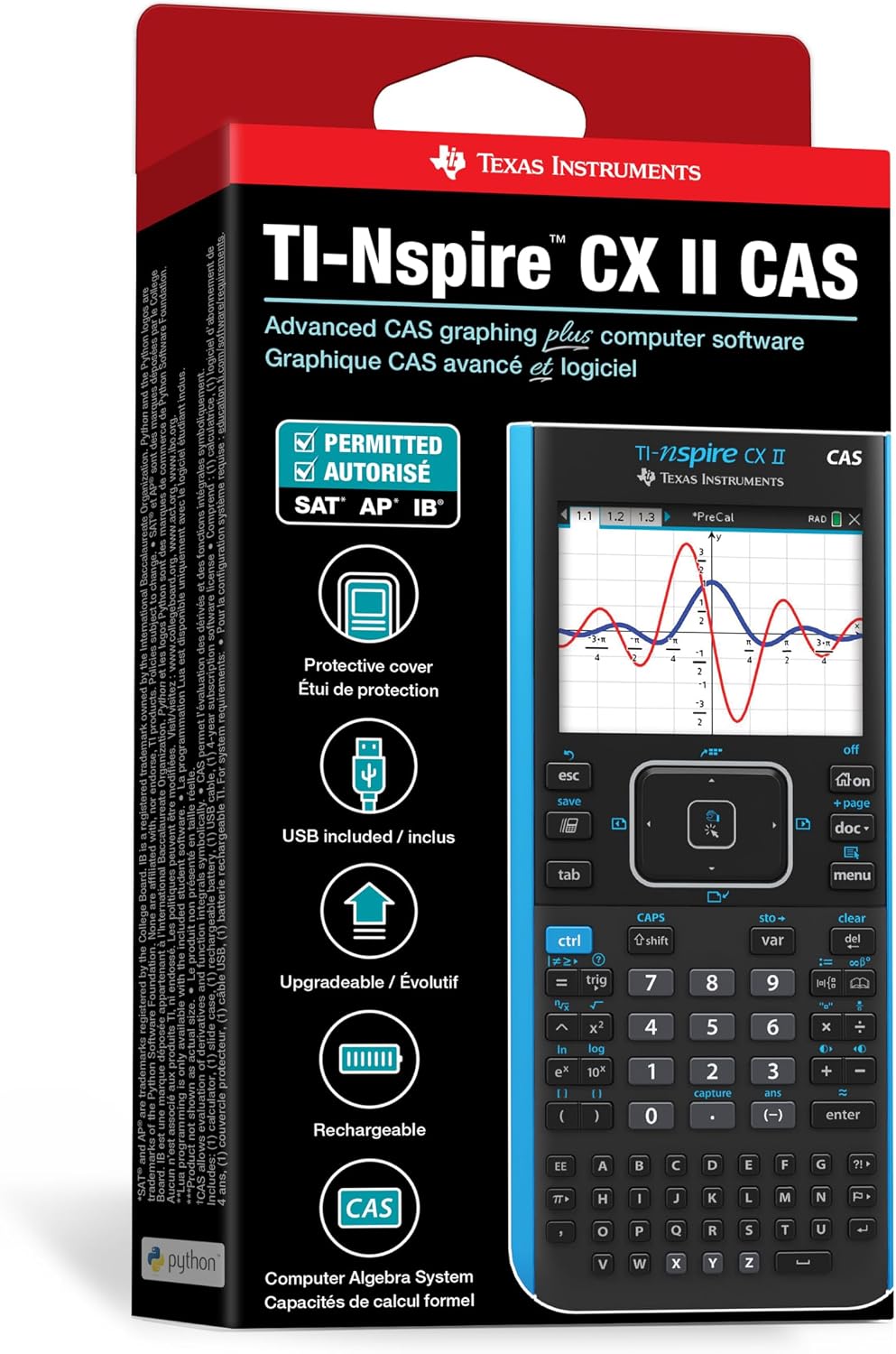 Texas Instruments TI-Nspire CX II CAS Graphing Calculator | Color Screen, 8 Built-in Apps, Python Programming, Included Software, for Math, Science and Finance | Signature Series Gift Bundle
