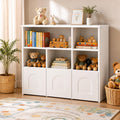 knoworld Toy Storage Organizer,Kid Bookshelf with 5 Cubbies+3 Roll Out Drawers with 360° Wheels, 15mm Thick Wooden Toy Box, Gift-Ready for Kid, Playroom Daycare Living Room, White (39' W)