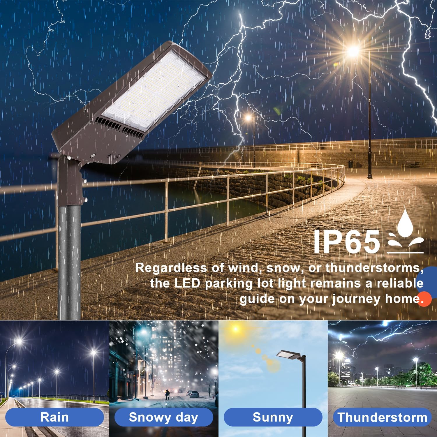 OSTEK 480V LED Shoebox Lighting, LED Area Pole Fixture for Parking Lot Lighting, IP65 Outdoor Commercial Area Road Lighting 5000K DLC UL Certified (Direct Arms Mount, 150 Watts)