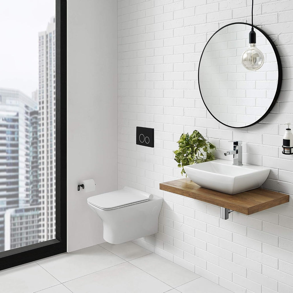 Swiss Madison Well Made Forever SM-WT455 Carré Wall Hung Toilet, Glossy White