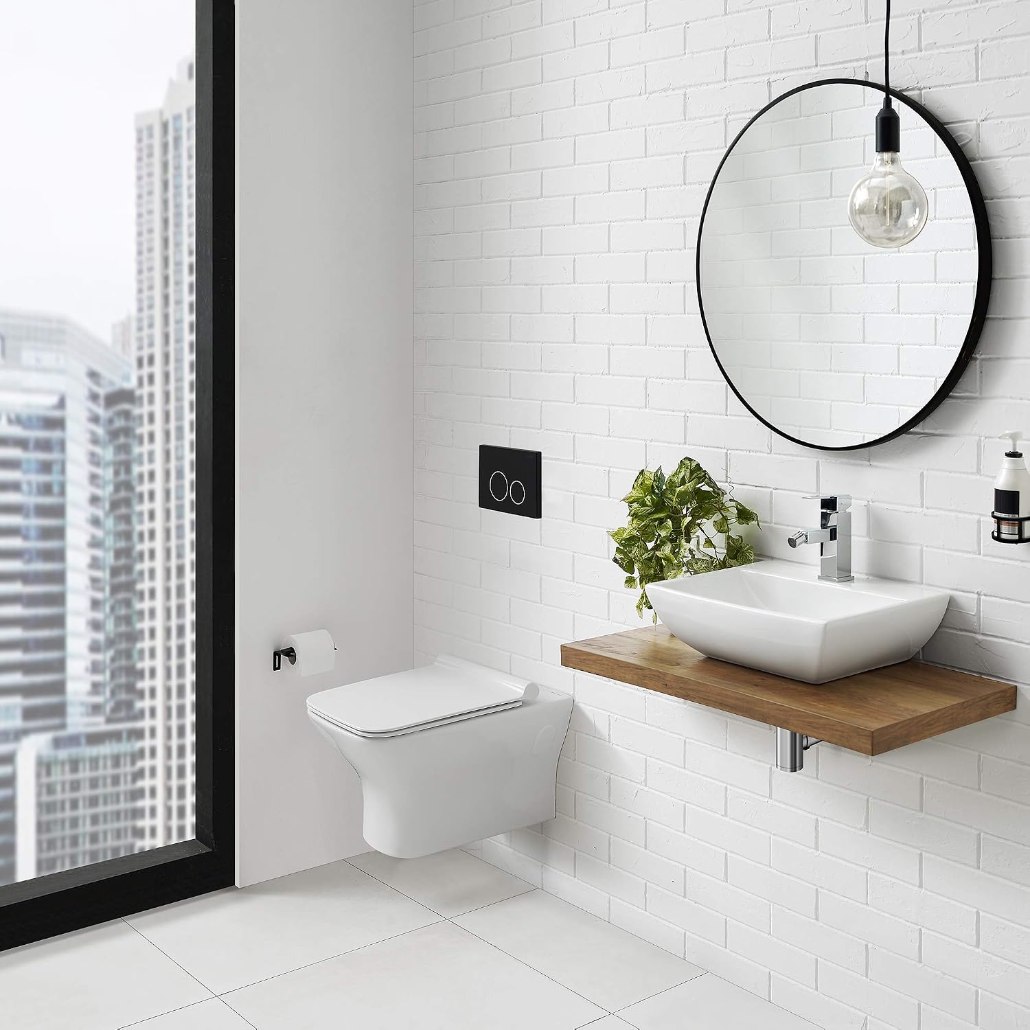 Swiss Madison Well Made Forever SM-WT455 Carré Wall Hung Toilet, Glossy White