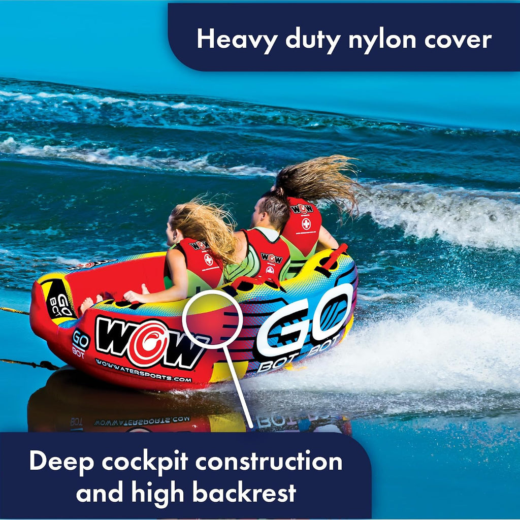 Wow Sports Go Bot Towable Tube - Front & Back Tow Points - for Boating - Kids & Adults