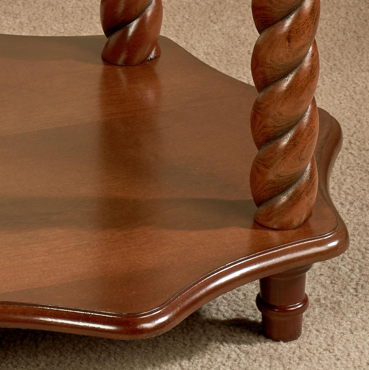 Kaleigh Accent Table Regal Walnut - Made of Wood - Wooden Side Tables for Bedroom Nightstand, Living Room Chairside - Victorian Style Furniture - Octagon Shape - Regal Theme