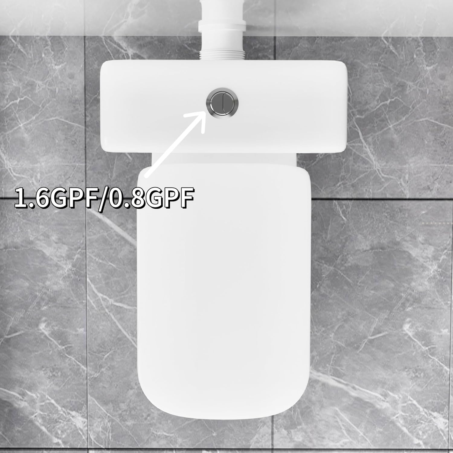 SouNor One Piece Elongated Toilet 450 Watt for Small Basement, Dual Flush 1.1/1.6 GPF, 4 Inlets for Bathroom Basement Power Flush, White.