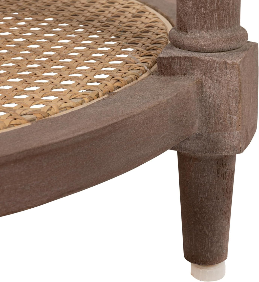 Creative Co-Op Round Mango Wood Table with 2 Cane Shelves