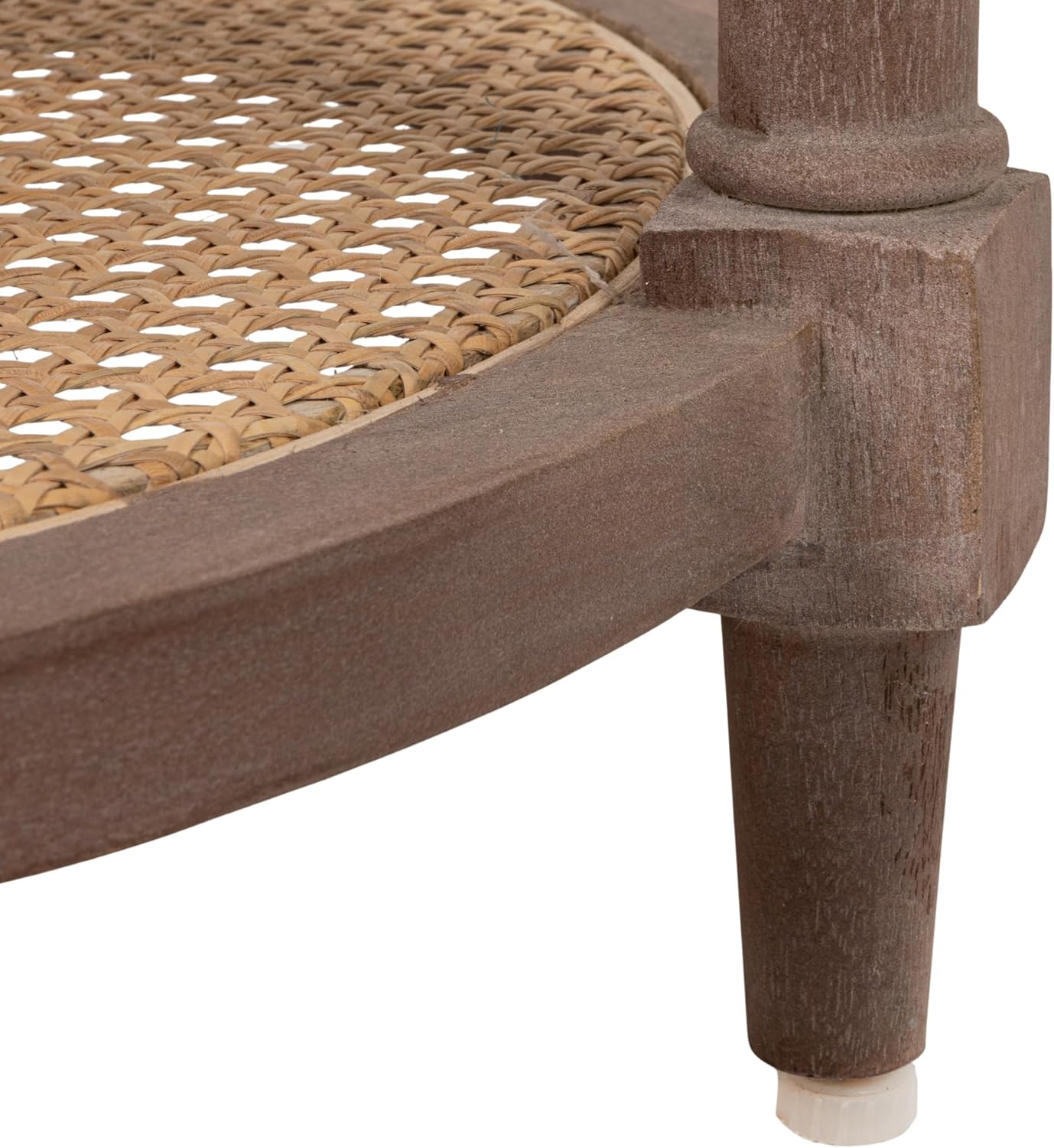 Creative Co-Op Round Mango Wood Table with 2 Cane Shelves