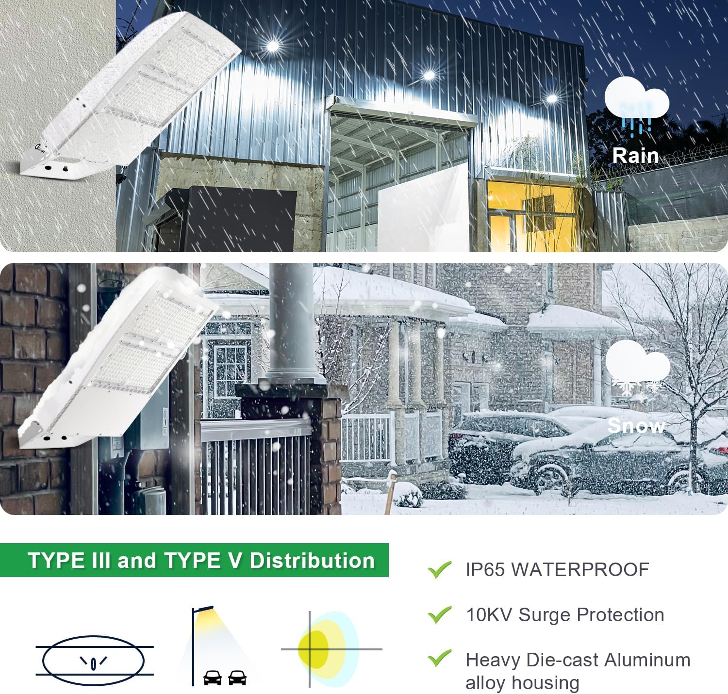 480V 300W LED Parking Lot Lights, 42000LM 5000K White LED Shoebox Street Light (1000W MH/HPS Equiv.), Dimmable Outdoor Commercial Area Road Lighting with Yoke Mount, IP65 UL Listed
