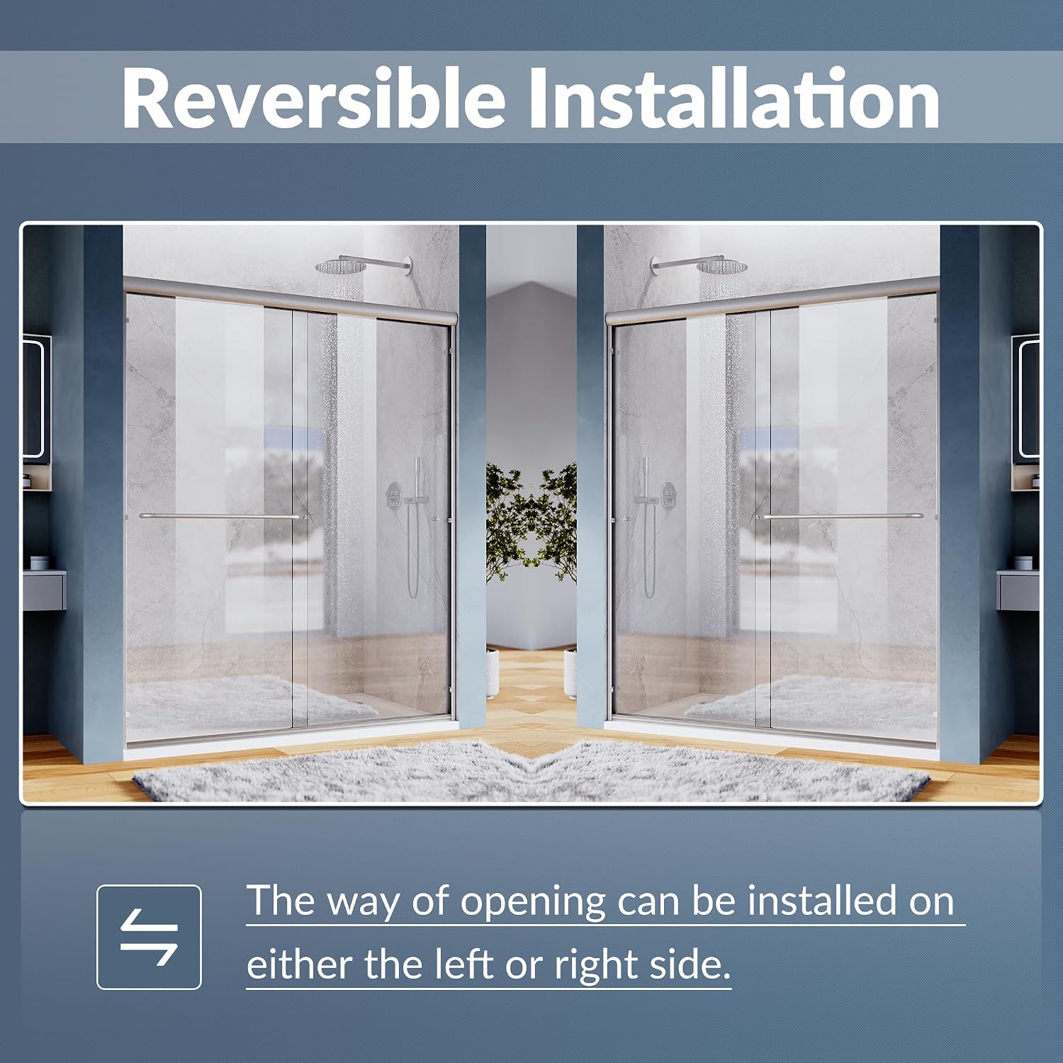 SUNNY SHOWER Bypass Sliding Shower Door Semi-Frameless Shower Enclosure 1/4'(6mm) Glass Sliding Bathroom Door, Brushed Nickel Finish, 48' W x 72' H
