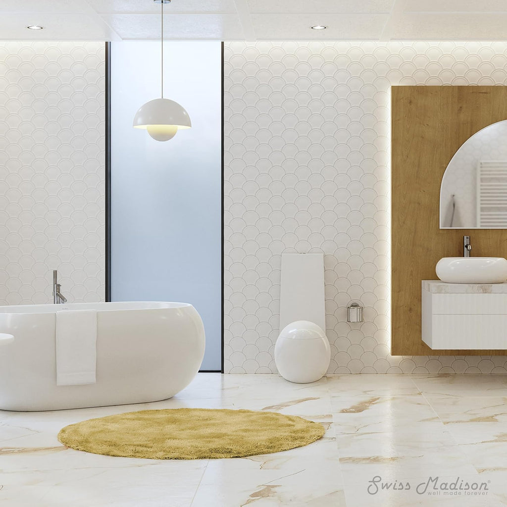 Swiss Madison Plaisir One-Piece Toilet, ADA Toilet, Elongated Egg Toilet Dual-Flush 1.1/1.6 gpf, Glossy White