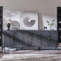 IFGET Modern Buffet Cabinet with Storage, 92.63' W Fluted Arched Sideboard Cabinet w/Adjustable Shelves, Wooden Modular Coffee Bar for Dining Room, Kitchen, Living Room, Entryway, Dark Grey