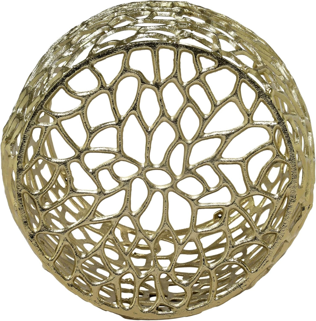 Christopher Knight Home Helast Aluminium Side Table, 14.00'' W Round Sofa Side Table, Modern Indoor Accent Table for Living Room Bedroom Home Office, Abstract Hollow, Gold