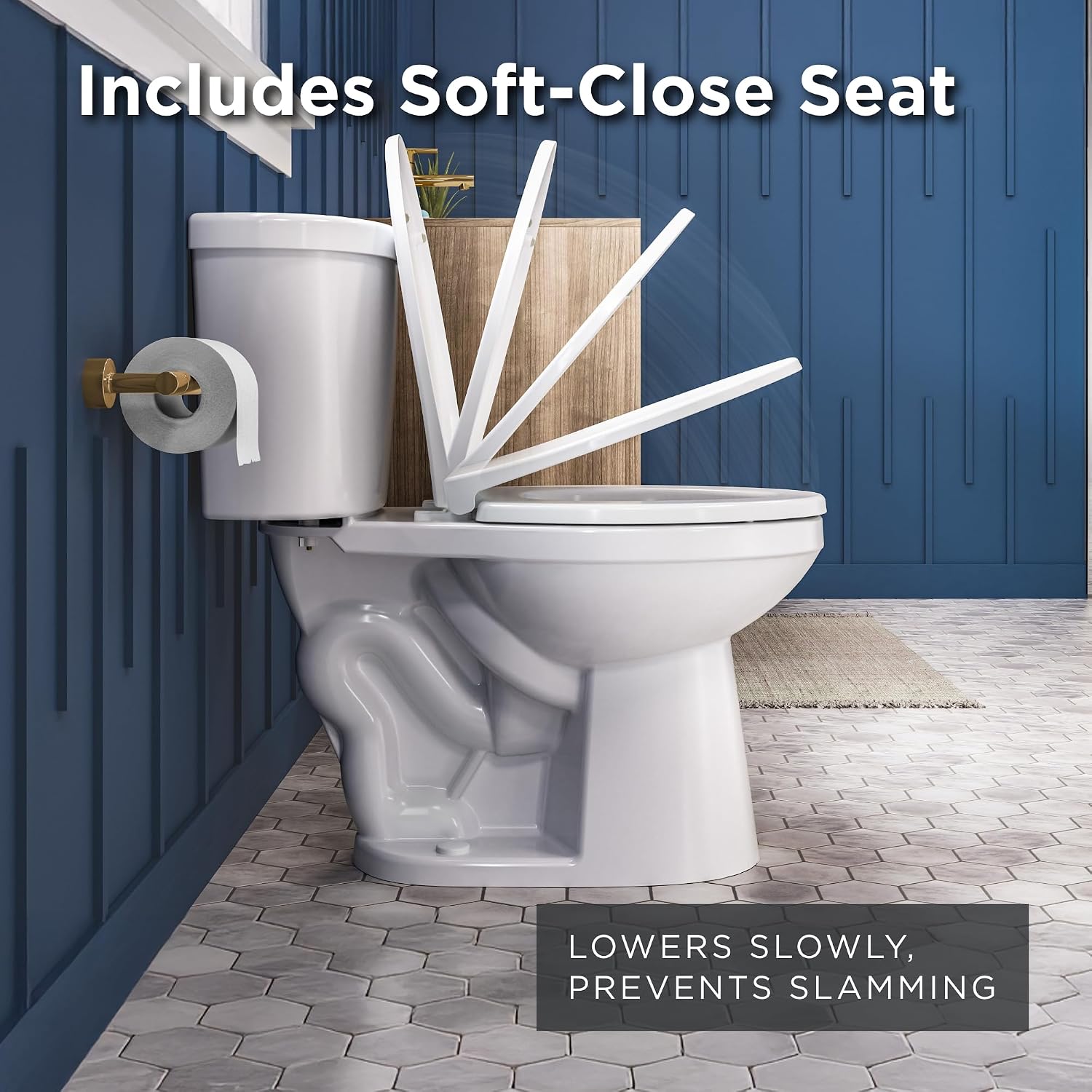 Gerber Maxwell Select Elongated Dual-Flush 1.0/1.28 GPF Two-Piece Toilet, ADA Chair Height, 12-in Rough-In, High Efficiency, Soft-Close Seat & Install Kit with Wax Ring, White, GRD49210E