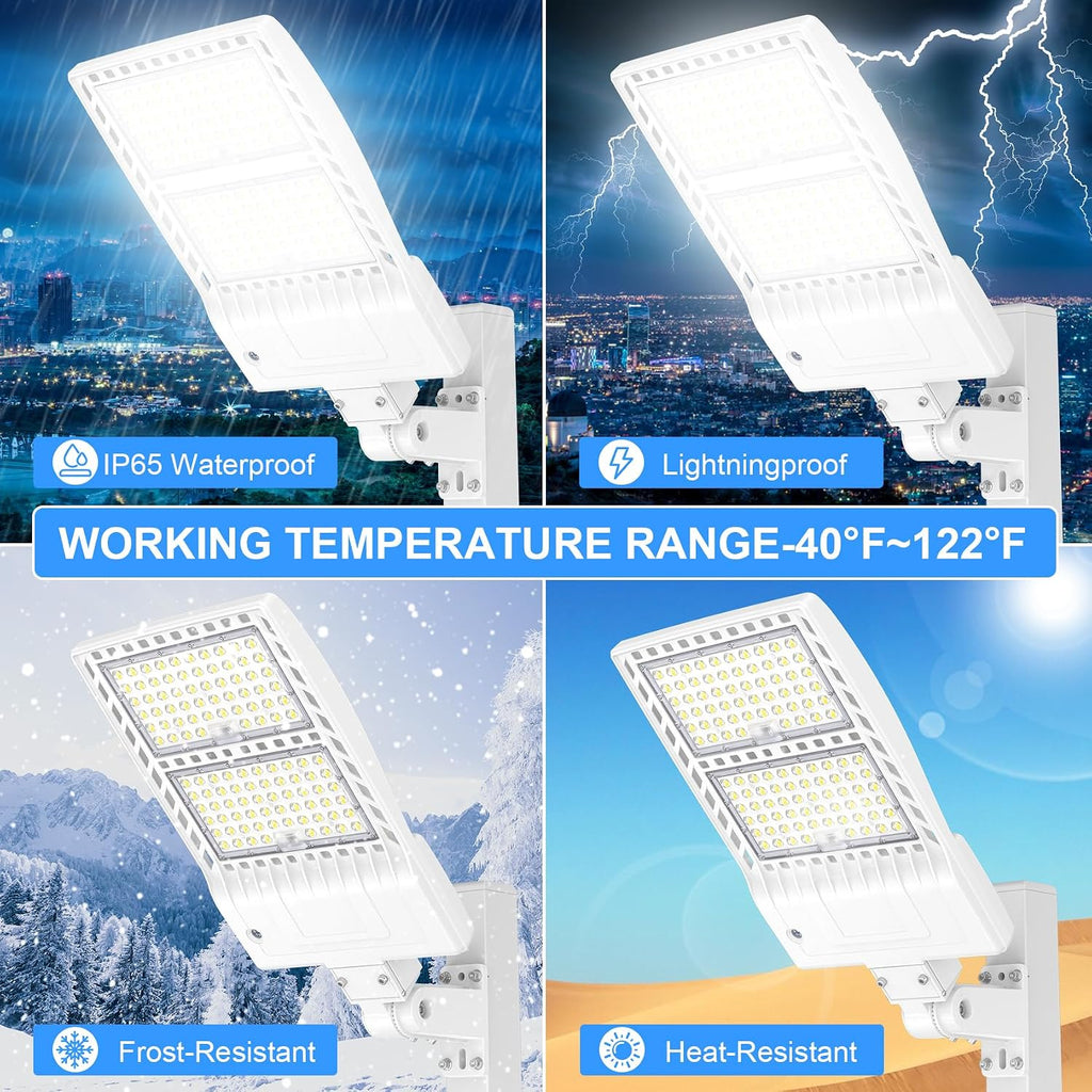 12 Pack LED Parking Lot Light 400W 320W 240W Adjustable, UL Listed 60000LM Outdoor Street Area Lighting with Photocell 100-277V IP65 5000K LED Shoebox Light Arm & Slip Fitter Mount for Street