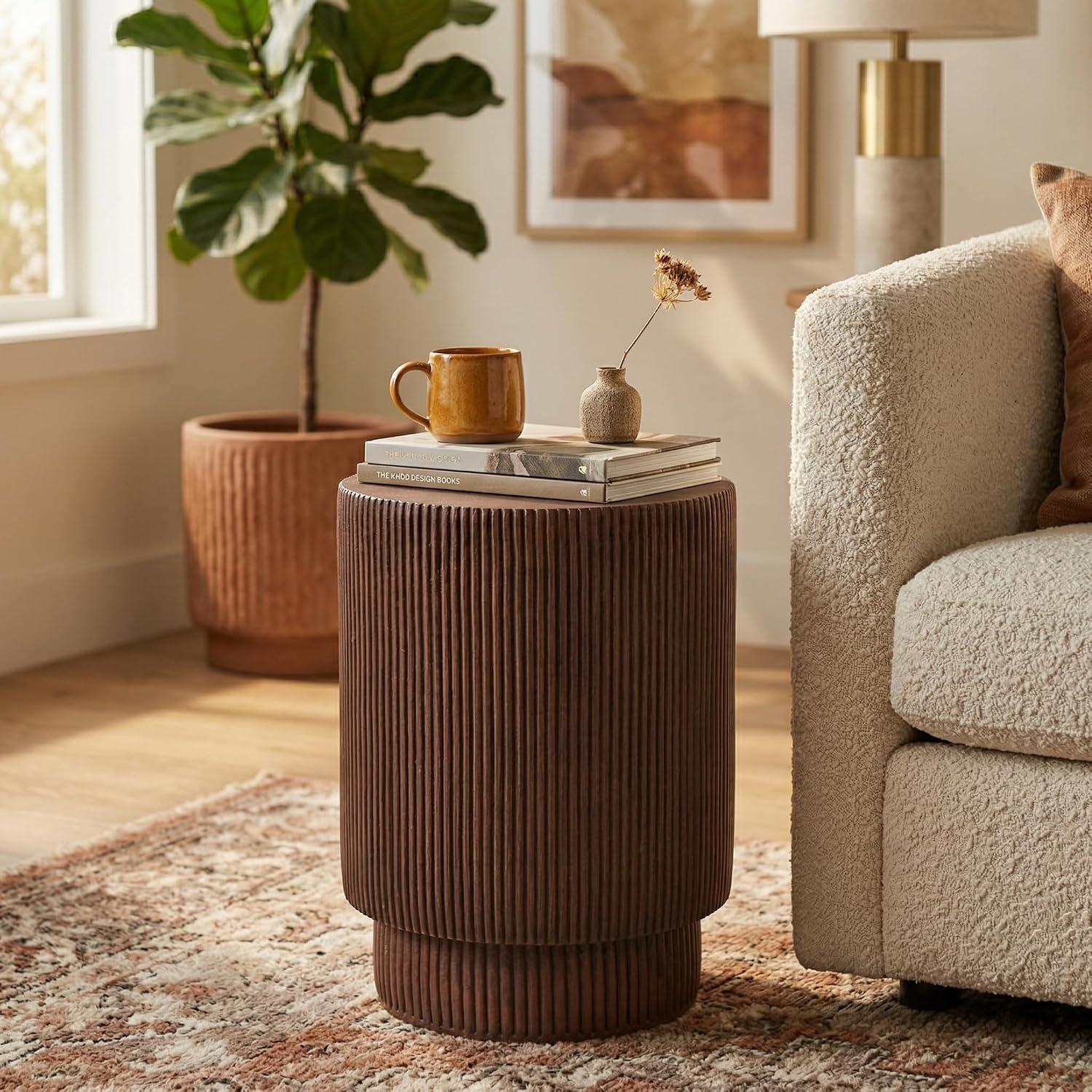 LeisureMod Eden Modern Side End Table – Indoor and Outdoor Accent Table for Living Room, Bedroom, Patio, Balcony, Porch, Garden, Small Spaces in Wood Brown