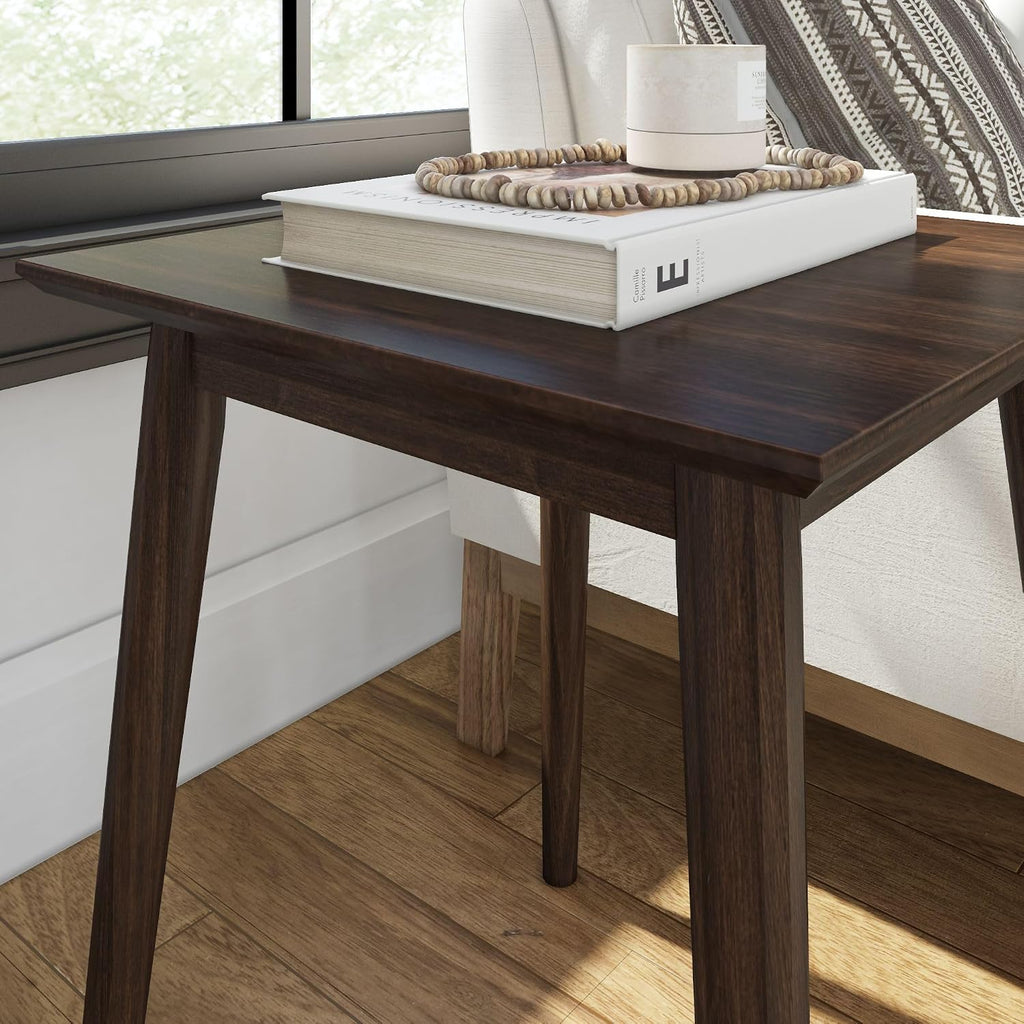 Plank+Beam Mid Century Modern Square Side Table, Couch Side Table, Small End Table for Office Space, Wooden Accent Table, Walnut