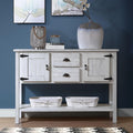 48' Console Table with 2 Drawers and Cabinets,Retro Style Storage Sideboard W/Bottom Shelf,for Entryway,Hallway,Living Room,Easy Assembly,Antique White