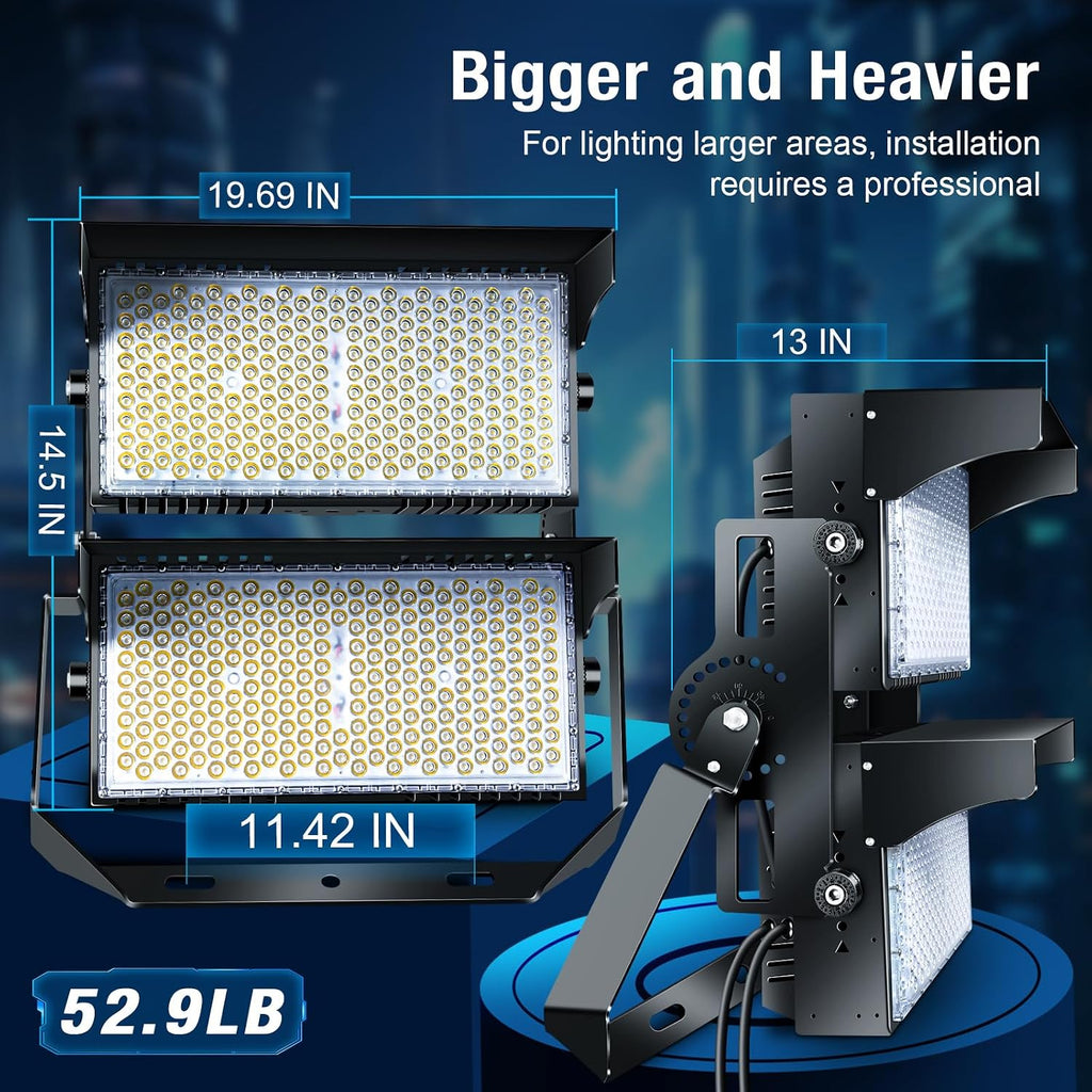 900W LED Stadium Lights with 10KV Surge Protection | IP66 Dimmable High Mast Light,Outdoor Commercial Industrial Lighting for Sport Court,Large Area High Power Arena Flood Light