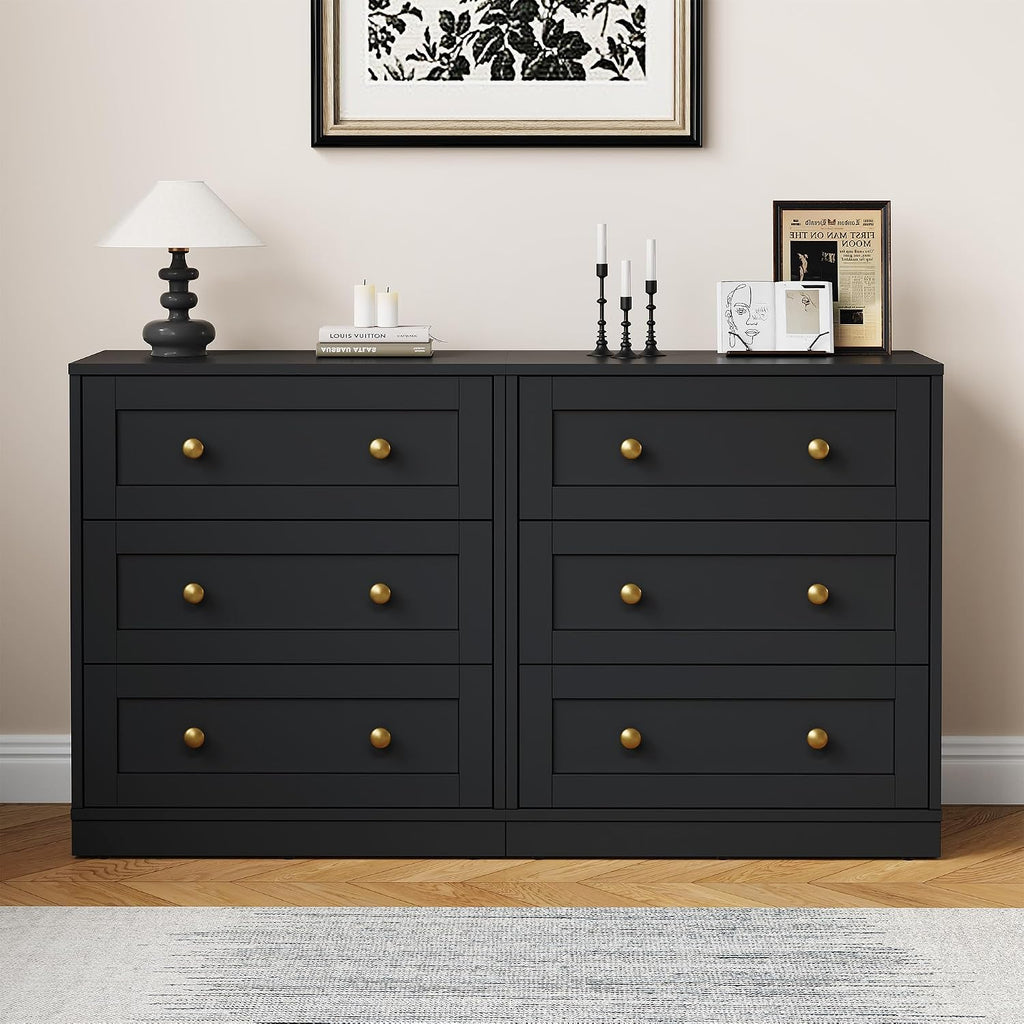 RoyalCraft Black Nightstand Set of 2, Night Stand with 3 Drawers Storage, Modern Bedside Table, End Table for Bedroom, Hallway, Closet
