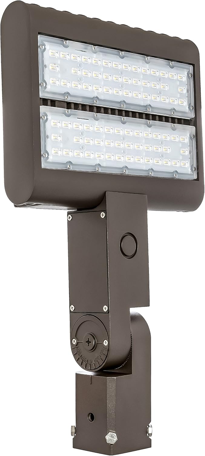 Westgate Lighting Outdoor LED Flood Light Fixture Slip Fitter Mount - Shoebox Street Area Parking Pole Security Floodlights - 120-277V - IP65 (100 Watt 3000K Warm White Dark Bronze)