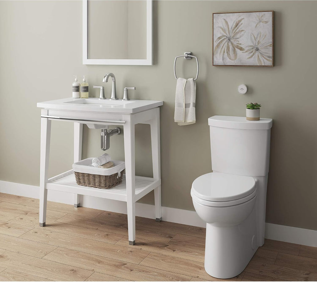 American Standard 2989709.020 Concealed Trapway Cadet Touchless 2-Piece 1.28 GPF Single Flush Elongated Toilet, Seat Included, White