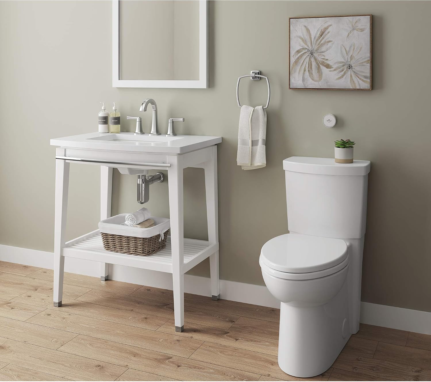 American Standard 2989709.020 Concealed Trapway Cadet Touchless 2-Piece 1.28 GPF Single Flush Elongated Toilet, Seat Included, White