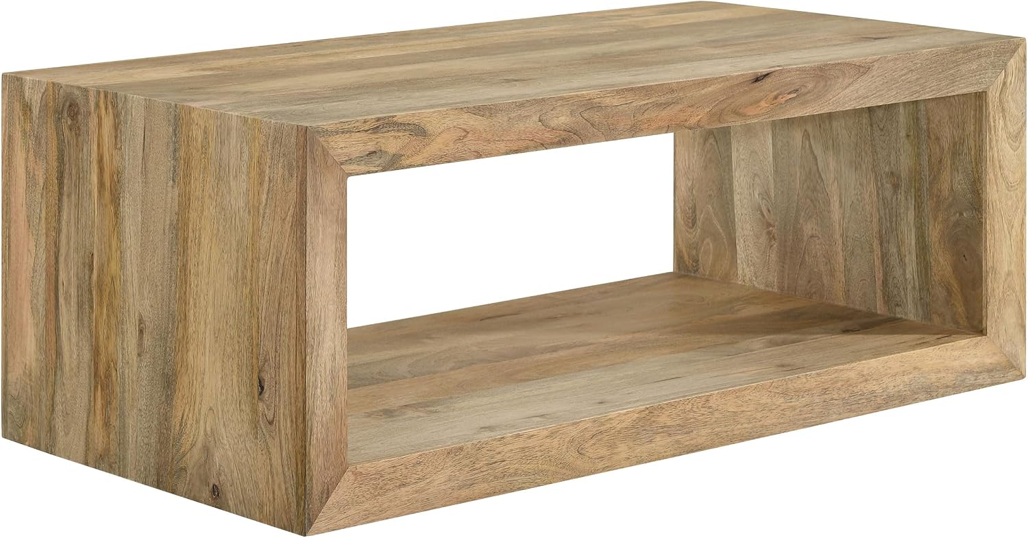Coaster Home Furnishings - Benton - Mango Wood - Rectangular Coffee Table with Open Lower Shelf and Rectangular Tabletop - Living Room - 46 Inch - Natural - 704838