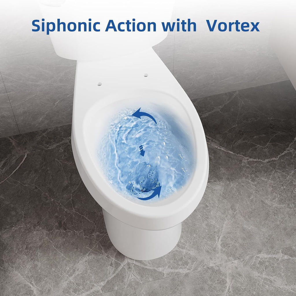 GarveeTech Two-Piece Toilet with Elongated Bowl, 19' ADA Height for Bathrooms, Soft Close Seat, Toilet with 1.28 Siphonic Flush, White