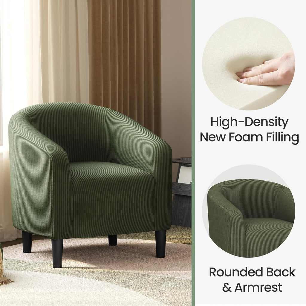 Yaheetech Barrel Chairs, Furry Accent Chairs with Soft Padded Armrest for Living Room Bedroom Waiting Room Office, Set of 2, Dark Green