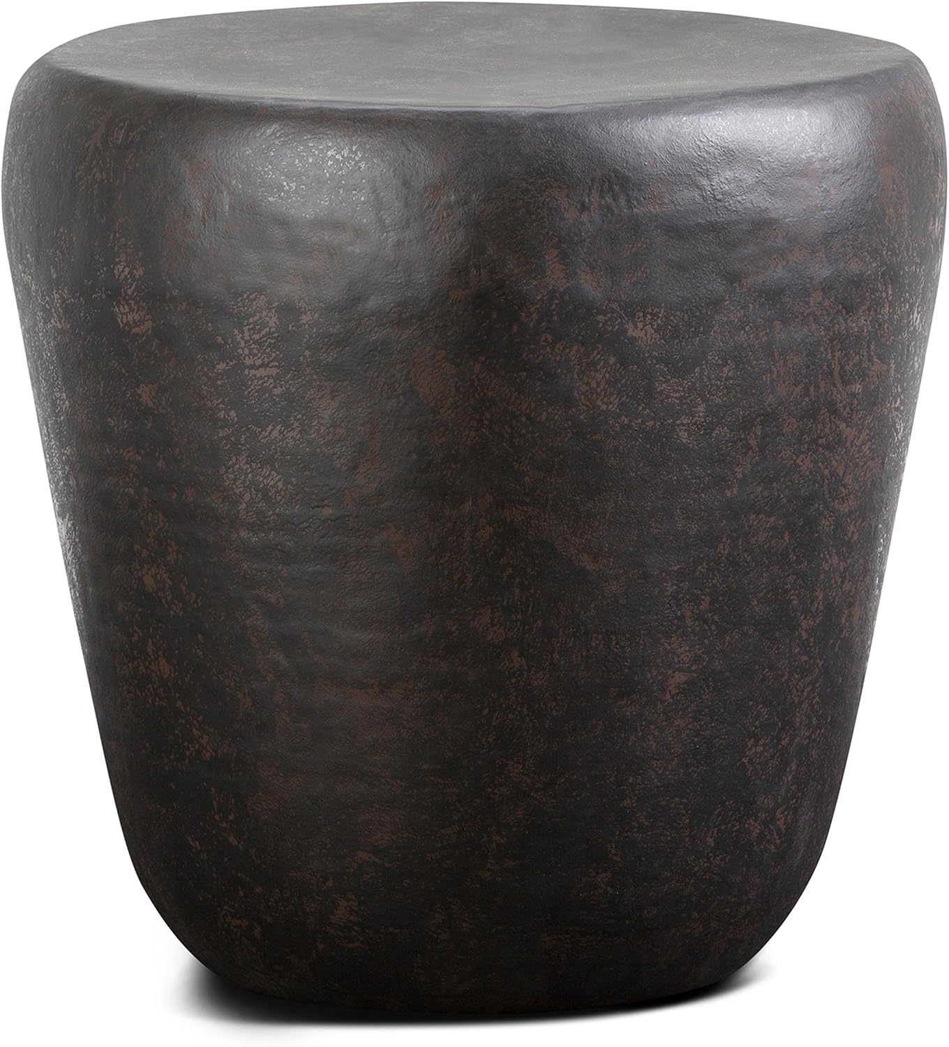 SIMPLIHOME Garvy Metal Side Table - 22 inch Wide Solid Metal Round Drum Accent Table in Rustic Bronze, Industrial Living Room Center Table or End Table with Textured Finish, Assembled