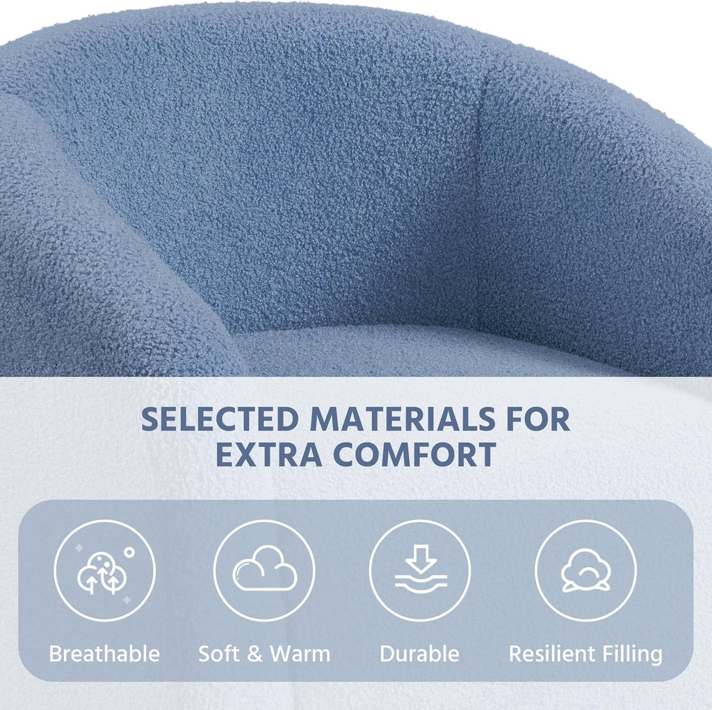 Yaheetech Barrel Chairs, Furry Accent Chairs with Soft Padded Armrest for Living Room Bedroom Waiting Room Office, Set of 2, Blue