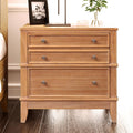 Modern Farmhouse Night Stand, Wooden Sofa Side End Table with 3 Drawers, Wood Legs and Handle, Side Table for Living Room Hallway Entryway, 17.3' D x 27.3' W x 26' H, Natural