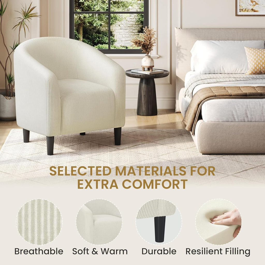 Yaheetech Barrel Chairs, Furry Accent Chairs with Soft Padded Armrest for Living Room Bedroom Waiting Room Office, Set of 2, Beige