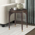 Lexicon Wood Round End Table with Gold Metal Cap, 36' Dia. Mid Century Modern Round Birch Wood Veneer Sofa Side Table for Contemporary Living Room, Easy Assembly, Dark Brown