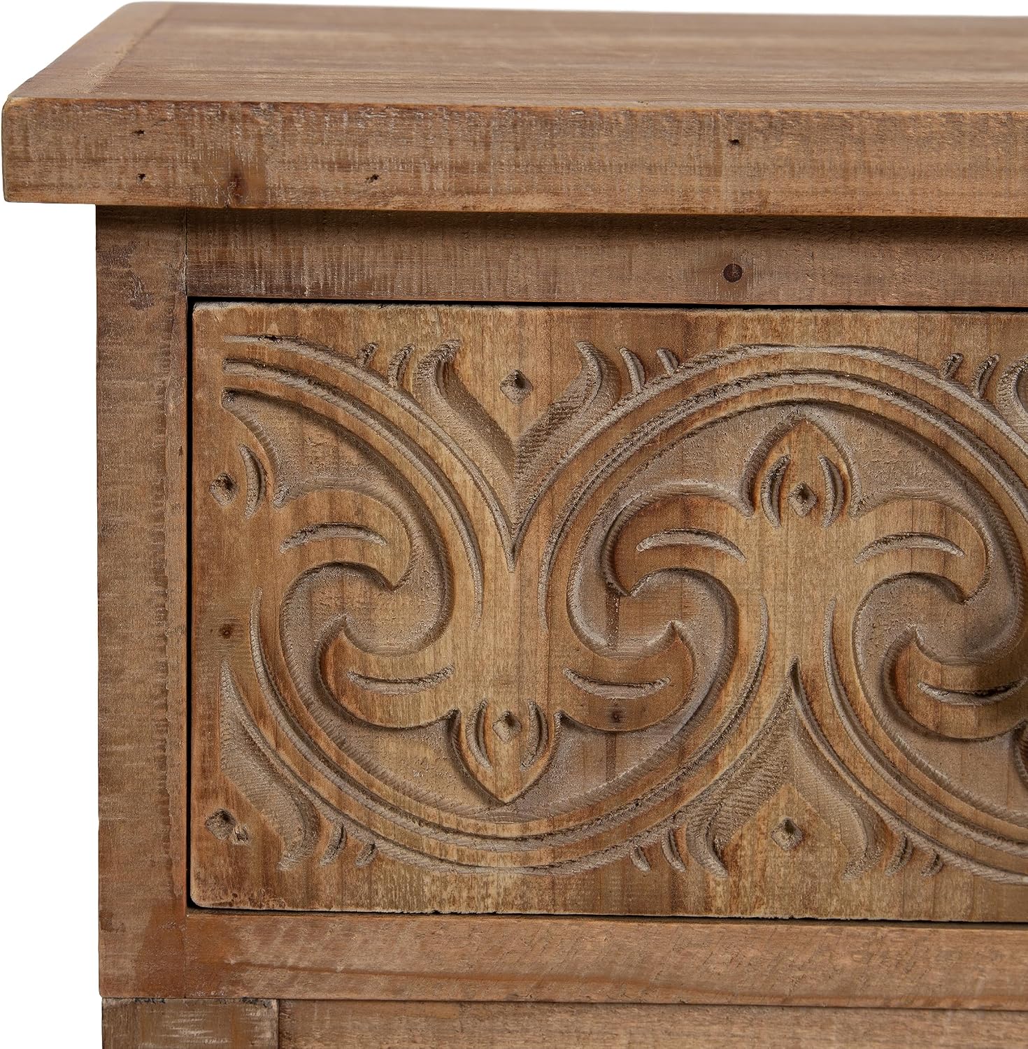 Kate and Laurel Cassetta Soft Rustic Rectangle Side Table; 19 x 14 x 28; Hazelnut; Wooden Living Room End Table with Useful Pull Drawer for Storage