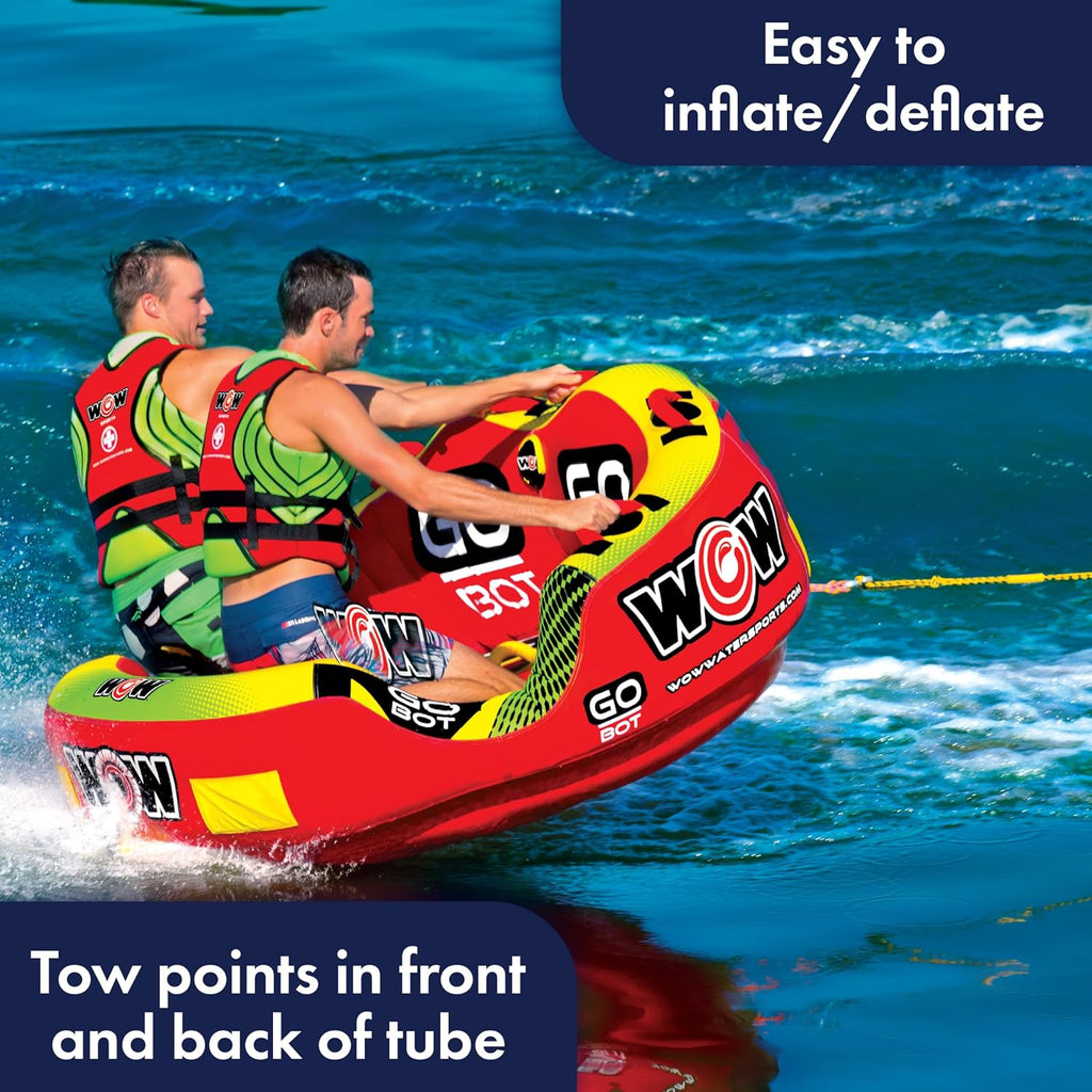 Wow Sports Go Bot Towable Tube - Front & Back Tow Points - for Boating - Kids & Adults