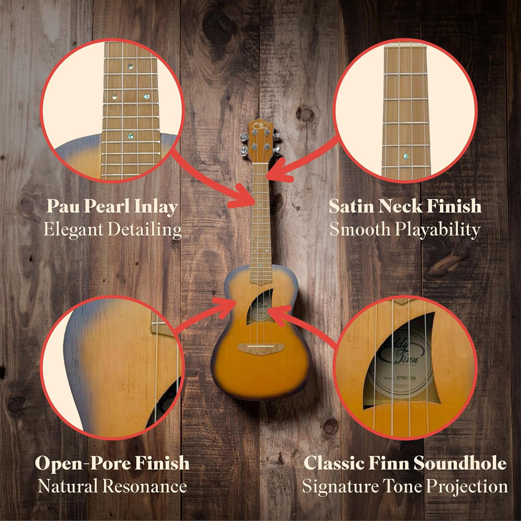 Bamboo Beach Concert Ukulele for Adults, Beginner and Professional Musical Instrument, Travel-Friendly with Gig Bag, Sunburst