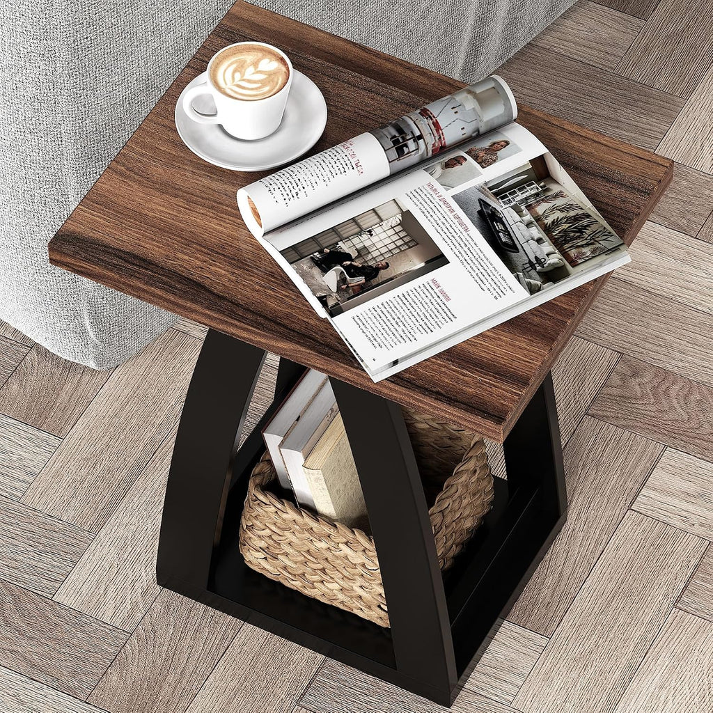FROMJBEST End Table Set of 2, Side Table, Nightstand, Sofa Side Table with Shelf, Modern End Table for Living Room, Bedroom