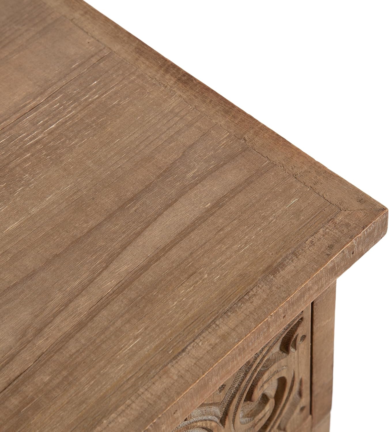 Kate and Laurel Cassetta Soft Rustic Rectangle Side Table; 19 x 14 x 28; Hazelnut; Wooden Living Room End Table with Useful Pull Drawer for Storage